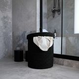 Jüt Kapaklı Hasır Kirli Çamaşır Sepeti Siyah 35X40 cm Banyo Organizeri - Seçenek 1 - Ahşap