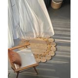 JÜT KİLİM MODERİN ÇİÇEK DESENLİ MUTFAK OTURMA VE YATAK ODASI HALISI BANYO BALKON VERANDA PASPASI ÇİFT TARAFLI KAYMAYA DAYANIKLI KONSEPT BOHEM HALI (JÜT-BEYAZKIRÇIL, 100 X 100 CM)