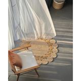 JÜT KİLİM MODERİN ÇİÇEK DESENLİ MUTFAK OTURMA VE YATAK ODASI HALISI BANYO BALKON VERANDA PASPASI ÇİFT TARAFLI KAYMAYA DAYANIKLI KONSEPT BOHEM HALI (JÜT-BEYAZKIRÇIL, 200 X 200 CM)