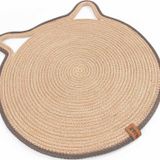 Jüt Kulaklı Yuvarlak Kedi Köpek Mama\Yatakönü Paspası, Hasır Kedi Matı 40*40 Cm
