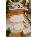 Jüt Örgülü ve Yıkanabilir 4 Parçalı Banyo Paspas ve Sepet TAKIMI,60X100CM/40X60CM/2 Adet Sepet - Krem