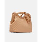 Juvis Bag Vivid Chain Pudra Suni Deri Zincir Askılı Klips Kapamalı Kadın El ve Omuz Çantası