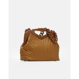Juvis Bag Vivid Chain Taba Suni Deri Zincir Askılı Klips Kapamalı Kadın El ve Omuz Çantası