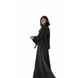 JUWANA İpeksi Saten Gelin Sabahlığı, Beyaz, Şal Yaka, Uzun Kollu, Bağlamalı Kuşak, 142 cm, Polyester, Düğün ve Özel Gün, Zarif Romantik Tasarım (22, siyah, XXL)