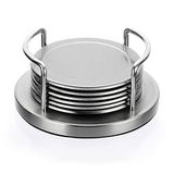 JUXYES 6'lı Set Paslanmaz Çelik Yuvarlak Bardak Altlığı Tutucu ve Sünger Altlık, Gümüş Metal Bardak Altlıkları Seti Çarpıcı Havalı Bardak Altlığı Paspaslar Restoran Mutfak bar Yemek Masası için Dekor