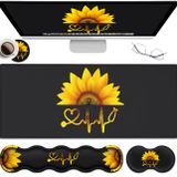 JVGFYNKL Ergonomik Mouse Pad Seti, Masa Matı(31,5 x 11,8 inç) + Klavye Bilek Desteği + Fare Bilek Desteği + Ofis, Ev, Bilgisayar, Dizüstü Bilgisayar için Bardak Altlıkları -Ayçiçeği Hemşire Desenli Siyah Oyun