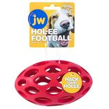 JW Pet Hol-ee Futbol Köpek Oyuncak Bulmaca Topu, Doğal Kauçuk, Orta Boy (15 cm Uzunluk), Renkler Değişebilir