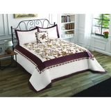 Jwk Home Hint Ipek Kadifeli Yün Işlemeli Deri Çift Kişilik Yatak Örtüsü (270X260) - Kırmızı - Beyaz - 270 x 260 cm
