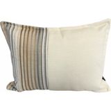 Jwk Home Ipek Saten Çizgili Gri Bej Keten Kırlent Kılıfı 35x501 Cm - 35 x 50 cm - Gri - Bej