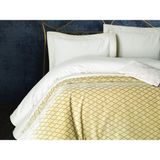 Jwk Home Krem Kafes Baklava Desenli Kadife Deri Çift Kişilik Yatak Örtüsü (270X260) - 270 x 260 cm