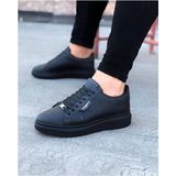 Jy01 Bront Bağcıklı Cilt Delikli Erkek Günlük Sneaker Ayakkabı Cst Siyah