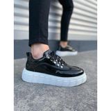 JY010 Cloud Bağcıklı Rugan Erkek Günlük Sneaker Ayakkabı RBT - Siyah