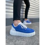 JY010 Cloud Bağcıklı Süet Erkek Günlük Sneaker Ayakkabı SBT - Mavi/Beyaz