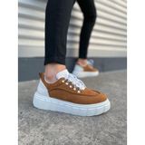 JY010 Cloud Bağcıklı Süet Erkek Günlük Sneaker Ayakkabı SBT - Taba/Beyaz