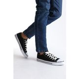 Jy0422 Luke Bağcıklı Keten Kumaş Erkek Günlük Sneaker Ayakkabı Kbt - Siyah