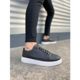 JY0535 Prime Bağcıklı Cilt Erkek Günlük Sneaker Ayakkabı CBT - Siyah