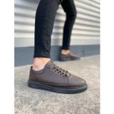 JY0535 Prime Bağcıklı Cilt Erkek Günlük Sneaker Ayakkabı CST - Kahverengi
