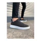 JY204 Flex Bağcıklı Keten Kumaş Erkek Günlük Sneaker Ayakkabı KBT - Siyah MSTPJY83946385318