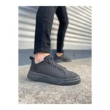 JY204 Flex Bağcıklı Keten Kumaş Erkek Günlük Sneaker Ayakkabı KST Siyah MSTPJY83946385319