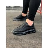 Jy507 Alone Bağcıklı Cilt Erkek Günlük Sneaker Ayakkabı Cst Siyah