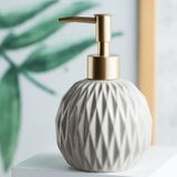 JYXindzkj Ceramics Gold Banyo Sabunluğu, Mutfak Lavabosu için Rölyef Sabunluğu, 400 ml / 14 oz Doldurulabilir Sıvı El Sabunu Dispenseri Altın Pompalı (Haki)