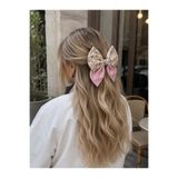 JZ MODA Çiçek Desenli Şifon Kelebek Otomatik-Pembe Çok Renkli Çift Katmanlı Kelebek Toka