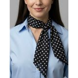 Jz Moda Çift Katlı Lüks Puantiye Desenli Twilly - 95X8 cm Entascarf -Çanta Fuları - Siyah - Beyaz