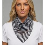 Jz Moda Siyah Beyaz Çizgili Şifon Fular - Kare Boyun Fuları ve Çanta Aksesuarı (50X50CM) - Siyah - Beyaz