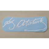 K. Atatürk Sticker Beyaz 22x6cm Atatürk İmzası Sticker, Atatürk Etiketi, Atatürk Çıkartması