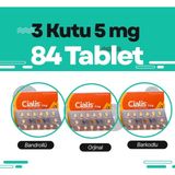 K.b Çîalîs 5 Mg 3 Kutu Orjinal 84 Tablet CİALİS_S5_MG Geciktirici_s Sertleştiricili CIALIS115 Geciktirmeli Sertleştirme_li Cialisfiyat CIALIS5MG CIALIS5MG_S_S - 1 Paket