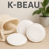 K-Beau Ekolojik Makyaj Temizleme Pedleri – Hassas Ciltler Için Tekrar Kullanılabilir Pamuk 3 Lü