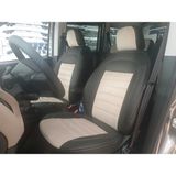 K-Design Fiat Doblo Araca Özel Oto Koltuk Kılıfı - Tay Tüyü ve Deri - Bej - Siyah