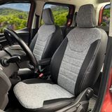 K-Design Ford Courier Araca Özel Oto Koltuk Kılıfı - Keten ve Deri - Gri