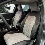 K-Design Renault Clio 5 Araca Özel Oto Koltuk Kılıfı - Keten ve Deri - Gri - Siyah