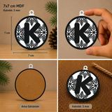 K Harf Yılbaşı Süsü – Mdf Çam Ağacı Desenli Asılabilir Dekor (7X7 Cm)