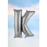 K Harfi Gümüş Folyo Balon 100 Cm 40 İnç 1 Metre Silver