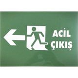 K Karaaliler Iş Güvenlik Uyarı Levhası Pvc 25X35 Acil Çıkış Sol