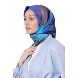 K.Lacivert Bohem Geçişli Twill İpek Eşarp