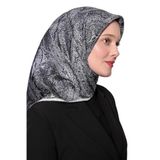K.Lacivert Soyut Etnik Desen Twill İpek Eşarp