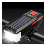 K-Onlineticaret® Solar Enerjili USB ile Şarj Edilebilir Ledli Bisiklet Feneri Kornalı ve Su Geçirmez Far