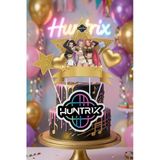 K Pop Huntrix Demon Hunters Gold Pasta Süsü 4'Lü Çubuklu Doğum Günü Pasta Dekoru