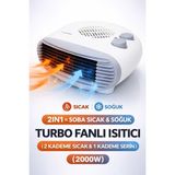 K-Yonlineticaret 2000W Turbo Fanlı Isıtıcı ve Soğutucu 2 Kademeli Sıcak 1 Serin Ayarlı Sessiz Elektr - Standart