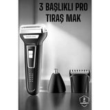 K-Yonlineticaret 3 Başlıklı Kulak ve Burun Tıraş Makinesi Erkeklere Özel
