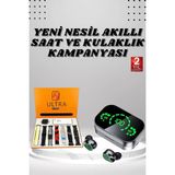 K-Yonlineticaret 7 Kordonlu Akıllı Saat ve Aynalı Bluetooth Kulaklık Powerbank Dijital Göstergeli
