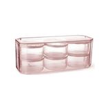 K-yonlineticaret 7 Parça Kristal Plastik Kahvaltılık Kuruyemişlik Saklama Kabı Set, 28 x 10 x 11 cm Saklama Kutusu, 6 Adet Vakum Kapaklı Kap, Pembe - standart