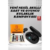 K-Yonlineticaret Dijital Göstergeli Kulaklık ve 7 Kordonlu Akıllı Saat Android ve Ios Uyumlu Uyku Ta