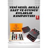 K-Yonlineticaret Dijital Göstergeli Powerbank Kablosuz Kulaklık ve 7 Kordonlu Yeni Nesil Akıllı Saat