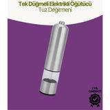 K-Yonlineticaret Elektrikli Baharat Öğütücü Pilli Paslanmaz Çelik Otomatik Tuz Karabiber Değirmeni