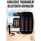 K-yonlineticaret Kablosuz Bluetooth Hoparlör Taşınabilir 6.5 Inç LED Işık Kareoke - KY002K-6PQO18 - Çok Renkli
