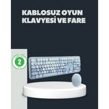 K-Yonlineticaret Retro Daktilo Stilli Kablosuz Klavye Mouse Seti – Sessiz ve Şık